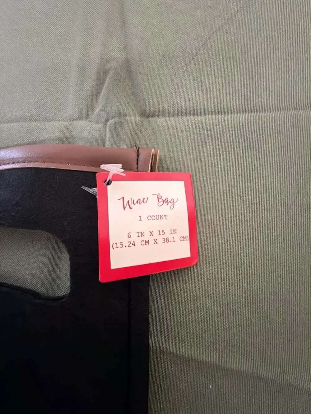 Neoprene Wine Bottle Gift Tote Bag with Leather-Like Trim, 6 in x 15 in